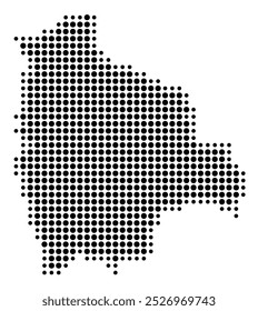 Abstract map of Bolivia showing the area of the country with a pattern of black circles