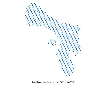 Abstract map of Bonaire dots planet Blue, lines. Vector illustration eps 10.
