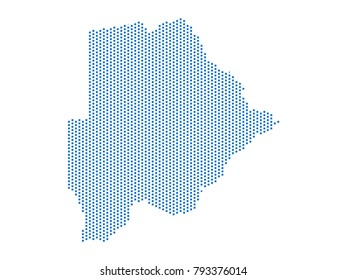 Abstract map of Botswana dots square Blue,Pixel lines. Vector illustration eps 10.