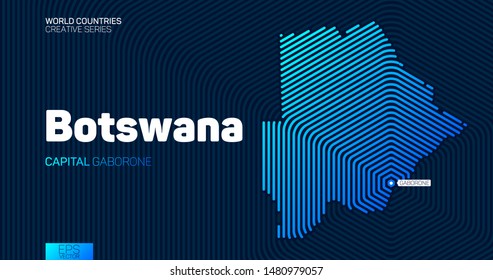 Abstract map of Botswana with hexagon lines