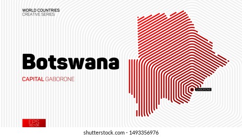 Abstract map of Botswana with red hexagon lines