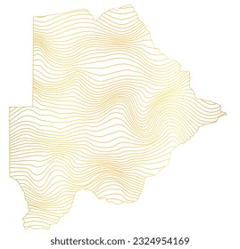 abstract map of Botswana - vector illustration of striped gold colored map