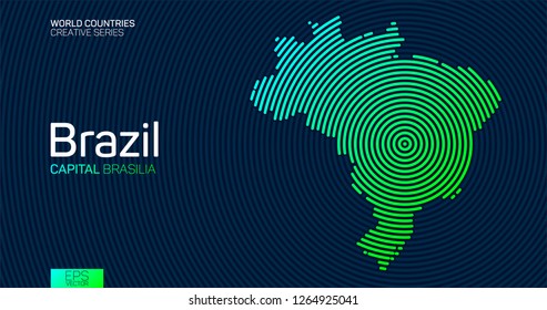 Abstract map of Brazil with circle lines