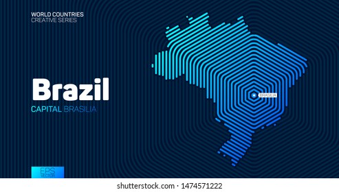 Abstract map of Brazil with hexagon lines