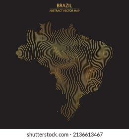  mapa abstracto de Brasil - ilusión vectorial de mapa de colores dorados a rayas