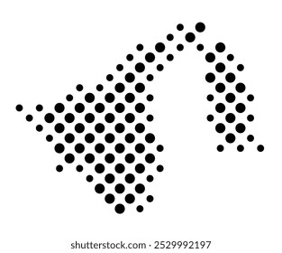 Abstract map of Brunei with a pattern of black circles like a chessboard