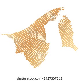 abstract map of Brunei - vector illustration of striped gold colored map