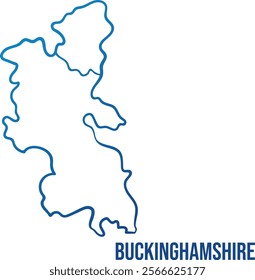 Abstract map of Buckinghamshire ceremonial county and Milton Keynes U.A. Outline blue gradient hand drawn simplified shape. Use for wall art, travel blog, news article