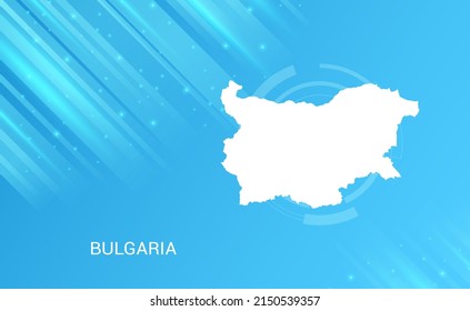 Mapa abstracto del circuito de Bulgaria de fondo azul claro liso.