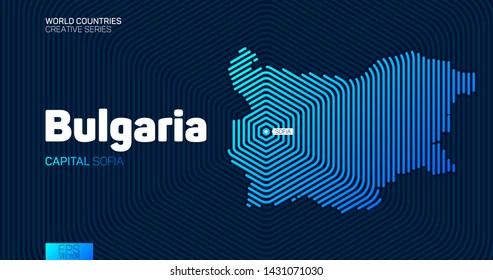 Abstract map of Bulgaria with hexagon lines