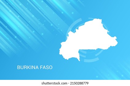 Abstract map of Burkina Faso circuit circle smooth light blue background.