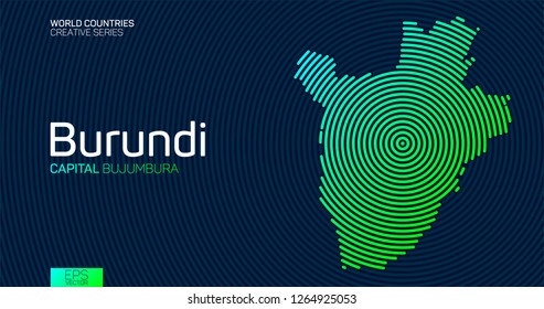 Abstract map of Burundi with circle lines