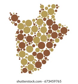abstract map of burundi filled with circles of different sizes