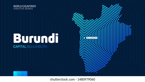 Abstract map of Burundi with hexagon lines