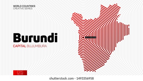 Abstract map of Burundi with red hexagon lines