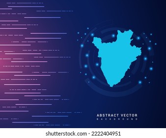 Abstract map of Burundi technology with hi-tech digital data connection system background circuit.