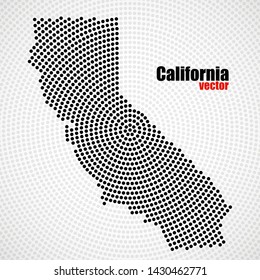 Abstract map California of radial dots, halftone concept. Vector illustration, eps 10