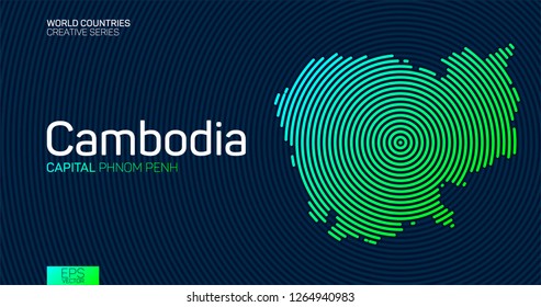 Abstract map of Cambodia with circle lines