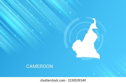 Mapa abstracto del circuito de Camerún con fondo azul claro liso.