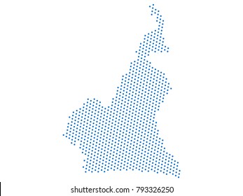 Abstract map of Cameroon dots planet Blue, lines. Vector illustration eps 10.
