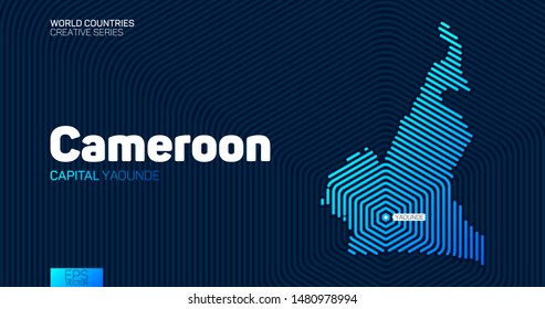 Abstract map of Cameroon with hexagon lines