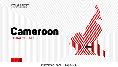 Abstract map of Cameroon with red hexagon lines