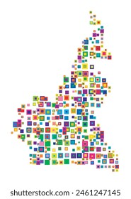 Abstract map of Cameroon. Abstract map showing the country with a pattern of overlapping colorful squares like candies