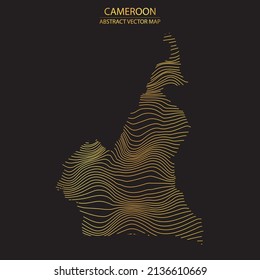 abstract map of Cameroon - vector illustartion of striped gold colored map