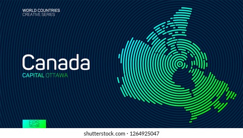 Abstract map of Canada with circle lines