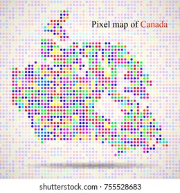 Abstract map of Canada, colorful dots. Vector illustration. Eps 10