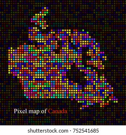 Abstract map of Canada, colorful pixels. Vector illustration. Eps 10