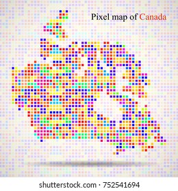 Abstract map of Canada, colorful pixels. Vector illustration. Eps 10