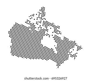 Abstract map of Canada dots planet, lines, global world map halftone concept. Vector illustration eps 10.