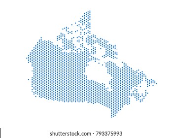 Abstract Map Of Canada Dots Square Blue,Pixel Lines. Vector Illustration Eps 10.