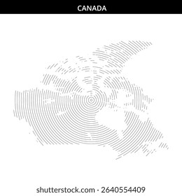 An abstract map of Canada formed by circular lines.
