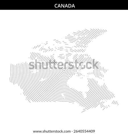 An abstract map of Canada formed by circular lines.