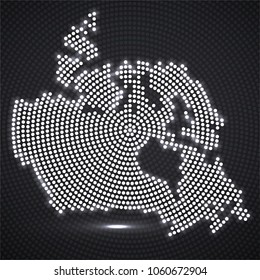 Abstract map Canada of glowing radial dots, halftone concept. Vector illustration, eps 10