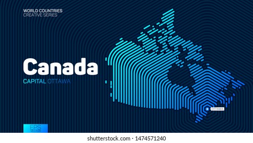 Abstract map of Canada with hexagon lines