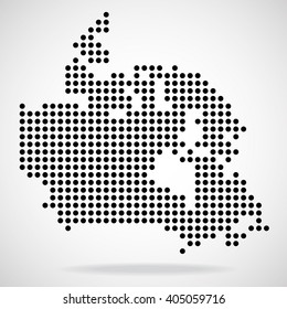 Abstract map of Canada from round dots, vector illustration