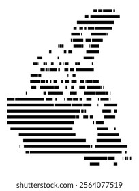 Abstract map of Canada showing the country with horizontal black lines