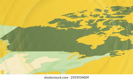 Abstract Map of Canada and Surrounding Regions with Circular Patterns. Vibrant Abstract Map.