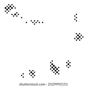 Abstract map of Cape Verde with a pattern of black circles like a chessboard