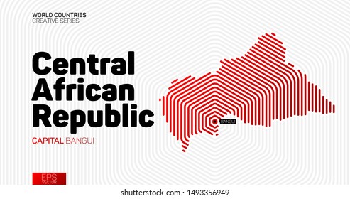 Abstract map of Central African Republic with red hexagon lines