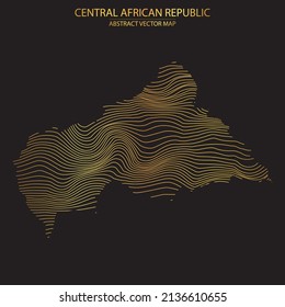 mapa abstracto de la República Centroafricana - iluminación vectorial de un mapa a rayas de color dorado