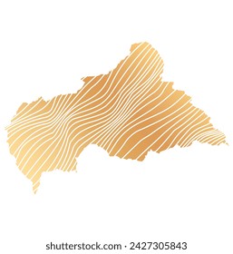 abstract map of Central African Republic - vector illustration of striped gold colored map