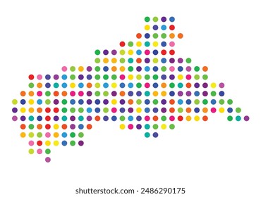 Mapa Abstractas de la República Centroafricana que muestra la zona del país con un patrón de círculos coloridos