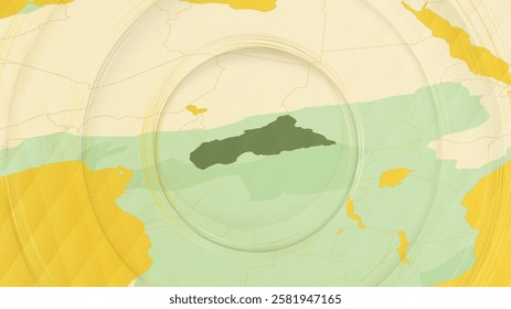 Abstract Map of Central African Republic and Surrounding Regions with Circular Patterns. Vibrant Abstract Map.