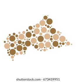 abstract map of central african republic filled with circles of different sizes