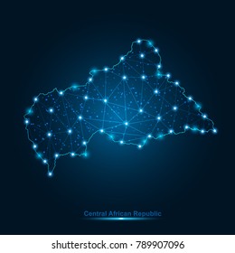 Abstract map of Central African Republic.with nodes linked by lines arranged. 3d mesh .vector illustration.