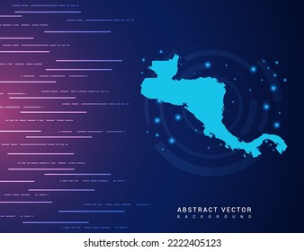 Abstrakte Karte der Zentralamerika-Technologie mit dem Hintergrund-Schaltkreis des High-Tech-Systems für digitale Datenverbindungen.